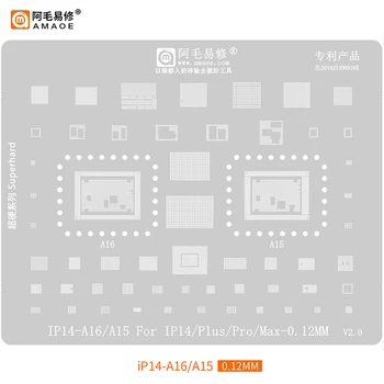 Amaoe di Alta Qualità Chip BGA Reballing Stencil Kit Set per iPhone 6-14Pro Max con CPU A12 A13 A14 A15 A16