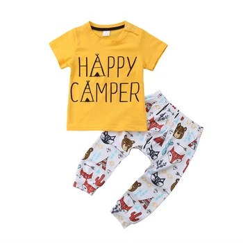 Citgeett Estate Toddler Baby Boys Top Felice Giallo T-shirt + Pantaloni Leggings Anime Fox Abiti Estivi Set di Vestiti Carini