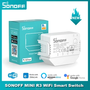 SONOFF MINIR3 S-MATE WiFi Smart Interruttore 16A Senza Filo Neutro Soluzione eWeLink Telecomando Funziona Con Alice Alexa di Casa Google