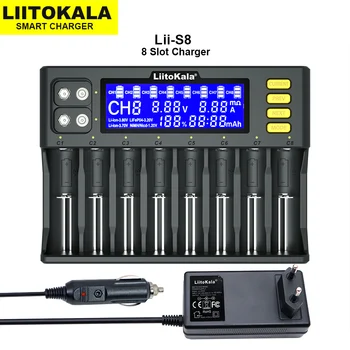 Liitokala Lii-S8 Lii-600 Lii-500 Lii-PD4 LCD da 3.7 V 18650 E 18350 18500 21700 14500 26650 AA NiMH batterie al Litio-Caricabatteria - 8 Slot