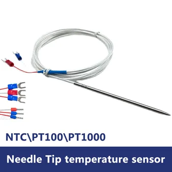 NTC\PT100\PT1000 Classe A Sensore di Temperatura 4X100mm Punta dell'Ago Filo Cavo Schermato 1-8m Misuratore di Acciaio Inossidabile del commestibile di SUS304