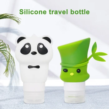 60/90ml Portatile in Silicone Riutilizzabile Contenitore di Bambù Panda Lozione Disinfettante per le Mani Shampoo Cosmetico Bottiglia di Titolare