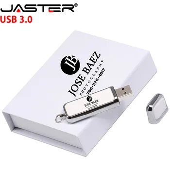 JASTER Unità Flash USB 3.0 128GB Piazza in Pelle con SCATOLA Gratuito logo personalizzato Pen drive 32GB 64GB di Memoria stick regalo Creativo del disco di U