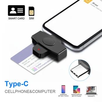 USB Type C Lettore di Smart Card SIM Cloner Tipo-C Bancario Dichiarazione Fiscale CENARE DNI Cittadino della Carta di IC, ID Card Reader per Mac/Android IOS