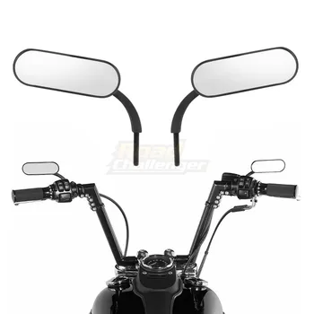 Moto Retrovisore Specchio Quadrato Nero Ovale Specchio Laterale Per Harley Touring Electra Glide Dyna Softail Fatboy Sportster Breakout