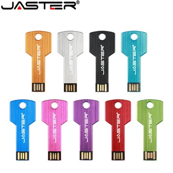 JASTER Forma di Chiave USB Flash Drive 64GB Impermeabile Pen Drive 32GB logo Personalizzato Memory Stick 16GB Rosso Pendrive 8GB Regalo Creativo 4GB