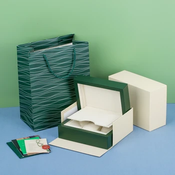 Verde orologio scatola con documenti e carte di borse Rolexable One-to-One replica di qualità Super