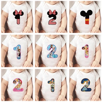 Disney Mickey Minnie Mouse Congelati Toy Story FELICE COMPLEANNO Numero 0 1 2 Baby Pagliaccetto Neonato Tuta Vestiti Neonato 0-24M