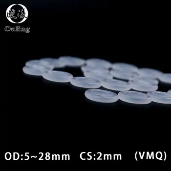 Bianco Anello in Gomma di Silicone/VMQ O-ring Spessore di 2mm, 5/5.5/6/7/8/9/10/11/12/13/14~28mm OD Silicone o-ring Guarnizione Guarnizione Rondella