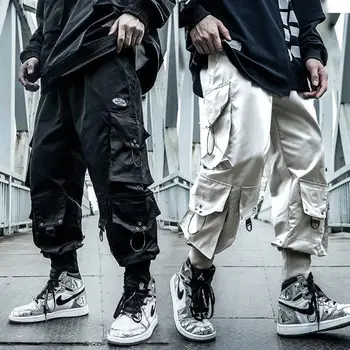 Harajuku Pantaloni Casual Mens Multi-tasca Cargo Pantaloni da Jogging pantaloni della Tuta Moda Uomo Streetwear Trend Maschile Hip-Hop Pantaloni larghi