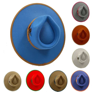 10cm cappello fedora 2023 molla morbida cera di cappello monocromatico larga tesa, uomini e donne, fiocco di piuma tesa larga cappello Panama sombrero