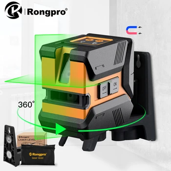 Rongpro 2 Linee Laser a Livello di linea verde Self Leveling 360 in Orizzontale E in Verticale Super Potente Mini portatile Verde Fascio Laser