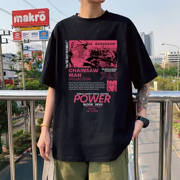 Motosega Potere di Uomo T-Shirt Men Estetica Paio Graphic Tees Tops Uomini Donne Oversize T-shirt Manica Corta Harajuku Kawaii