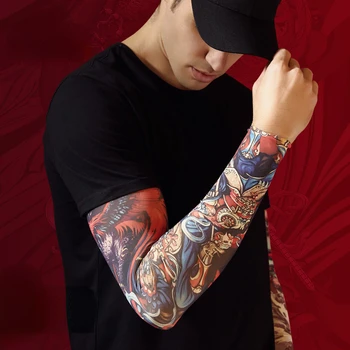 Tatuaggio bracciale fiore braccio senza cuciture braccio di guardia all'aperto, equitazione pesca protezione solare ghiaccio seta bracciale braccio maniche