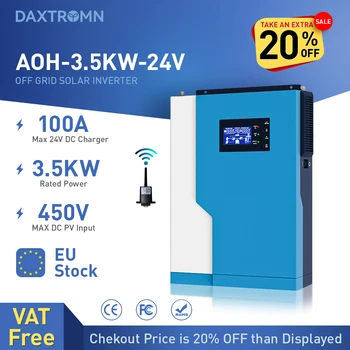 Daxtromn 3500W 24V Off Grid Hybrid Inverter Solare MPPT 100A 230V PV 120-500vdc 5000W Con WIFI Monitor da 3,5 KW senza batterie di alimentazione Ibrido