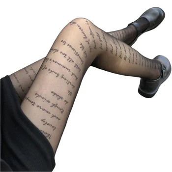Donna Sexy Collant Con Iscrizioni Trasparente Lettera di collant di Nylon Collant Fantasia Tatuaggi Collant Moda Nuovo Tubo