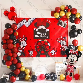 1set Disney Mickey Minnie Mouse Festa a Tema Minnie Decorazione Palloncini a foglio Rosa Rossa Palloncini Rosa per Ragazze Festa di Compleanno Decorazione
