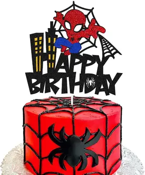 Spiderman Cake Toppers per la Festa di Compleanno Super Eroe di Carta Cupcake Topper Per Bambini Ragazzi Festa di Compleanno Decorazioni della Torta