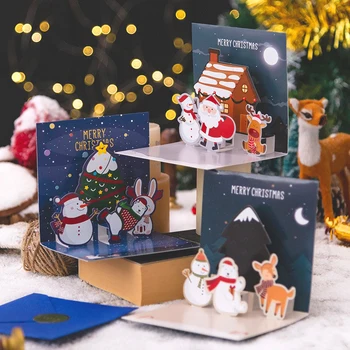 3D Pieghevole cartolina di Natale Buon Natale Benedizione Cartolina Con Buste 2023 Nuovo Anno Navidad Regalo, Biglietti di Ringraziamento Decorazione