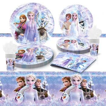 Disney Frozen Elsa 2 Snow Princess Party A Tema Piatti Di Carta Tazze Banner Topper Della Torta Primo Compleanno Decorazione Baby Girl Favore