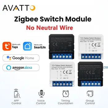 AVATTO Zigbee Smart Switch Module,Tuya Interruttore della Luce Senza Filo Neutro Richiesto,Smart Life APP di Controllo di Lavoro con Alexa di Casa Google