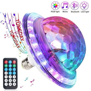 Lampadina E27 Sfera Magica Lampada LED Colorati Musica da Discoteca Fase di illuminazione notturna Smart Altoparlante di Bluetooth di Musica della Luce di Soffitto per la Decorazione di KTV