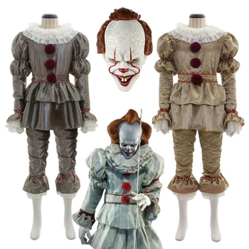 Costume Di Halloween Joker Costume Cosplay Film Oggi Il Gruppo Di Stephen King Maschera Di Orrore Clown Giacca Pantalone Natale Vestito Di Doni