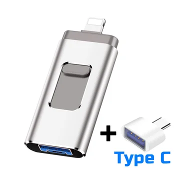 4 in 1 USB Flash Drive USB 3.0 per iPhone/iPad/IOS/Android/PC 128GB 64GB, 32GB, 16GB Pendrive OTG Cle USB di Tipo C, Memory Stick