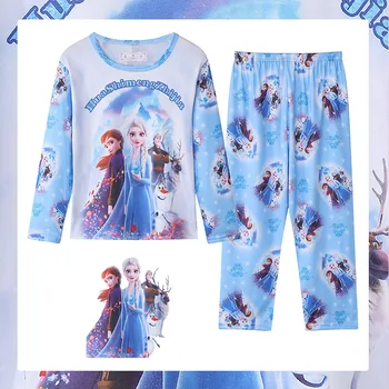 Disney Elsa Anna Congelati Pigiama Set Cartoon Stampa Pigiameria Pijama Vestiti Per Bambini Pigiameria Baby Pigiama Ragazza Abiti
