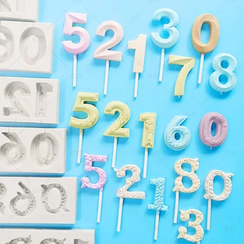 0-9 Numeri di Forma Lolli Stampo in Silicone 3D Fatti a Mano Ventosa Bastoni Torta al Cioccolato Jelly Candy Stampo Con i Bastoni Decorazione del Partito