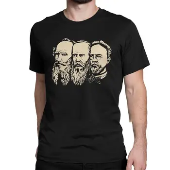T-Shirt Uomo Russo Tolstoj, Cechov E Dostoevskij Divertente In Puro Cotone Tee Manica Corta Comunista T-Shirt Harajuku Streetwear