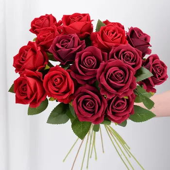Bella Rosa Flanella di Fiori, Bouquet, Bouquet Artificiale di Alta Qualità, Fiori Finti, Per la Casa di Nozze fai da te Decorazione interna