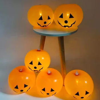 5Pcs Zucca di Halloween Decorazioni Led Luce Fino a Palloncino in Lattice Zucca Palloncini Decorazioni di Halloween per la Casa