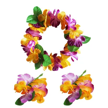 3pcs/set Ispessita Hawaiano Leis per la Danza Hula Luau Partito,Floreale Collana Collane per le Forniture da Parte di Favori, di Celebrazioni e di Arredamento