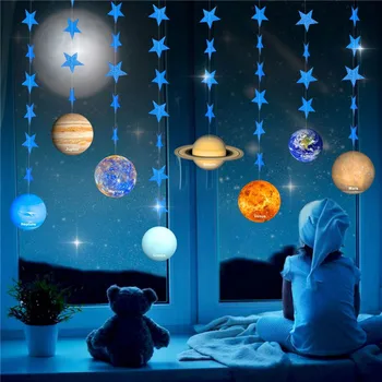 Universo Otto Pianeti Ghirlande Notte Cielo Stellato Tema Parti Kids Boy Spazio Galaxy Festa Di Compleanno Forniture Alieno Astronauta Partito
