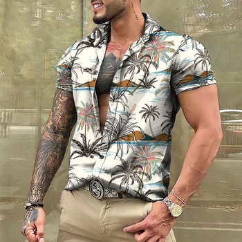 2023 Albero di Cocco Shirt Per gli Uomini di Stampa 3d Uomo Camicia Hawaiana in Spiaggia 5xl Manica Corta Fashion Top Tee Shirt Maschile Camicetta Camisa