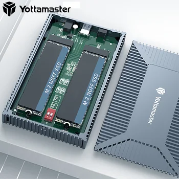 Yottamaster SO4-RC3 2 Bay M. 2 NGFF 4TB SATA SSD Mobile Hard disk esterno USB3.1 GEN2 di Tipo C, da 10 per Windows, Mac OS, Linux