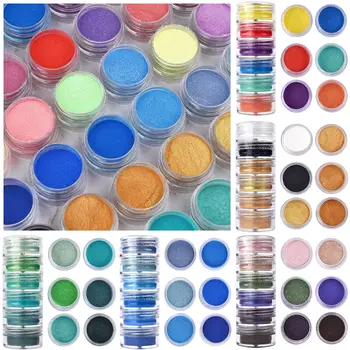 6 Colori/Set Perlato Resina in Polvere di Pigmento Mica Minerale in Polvere Colorante fai da te Resina Epossidica Gioielli di Arte del Chiodo Decorazione di Trucco