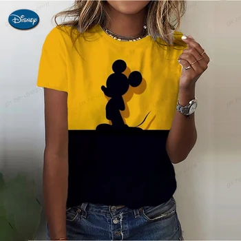Vintage Donna Stampa Floreale T-Shirt Estate Casual Manica Corta O-Collo delle Signore Disney Minnie Mickey Mouse Top 3D Streetwear Dimensioni