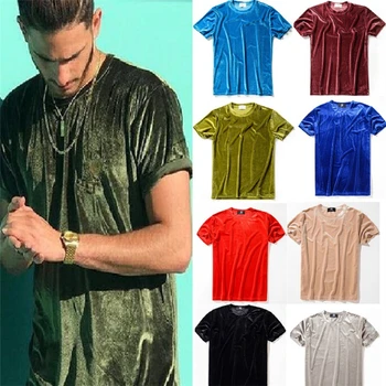 kanye west Uomini Streetwear Oversize Velour t-shirt di Colore Solido Moda estate manica Corta T-Shirt Swag Hip Hop Velvet Tee Top