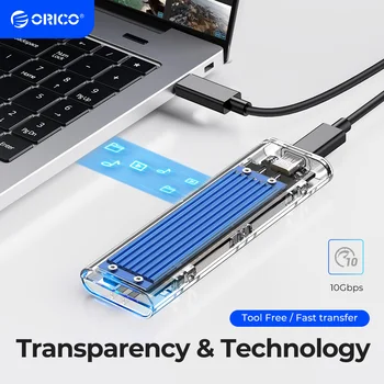 ORICO M2 SSD Caso NVME SSD Enclosure M. 2 a USB di Tipo C, Trasparente Hard Drive Enclosure per NVME PCIE NGFF SATA M/B Tasto di Disco SSD