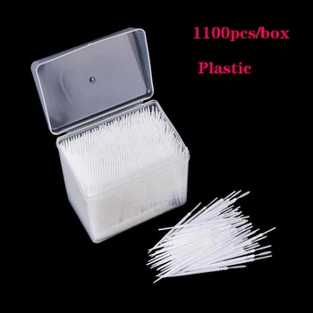 1100pcs/scatola di plastica bianca double-ended stuzzicadenti interdentale spazzolatura stuzzicadenti di plastica igiene stuzzicadenti