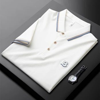 2023 Estate di Lusso Lettera Ricamato Polo Shirt Manica Corta da Uomo di Moda Versione coreana di Casual Traspirante Casual Paolo T-shirt