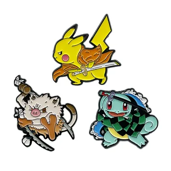 Pokémon Creativo Smalto Pin Pikachu Charmander Squirtle Action Figure COS Anime spilla Bambini Giocattoli Gioielli Accessori decorativi