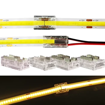 COB LED Strip senza saldature del Connettore Per la Connessione Rapida 2Pin Singolo Colore 4Pin RGB Flessibile ad Alta Densità FOB Luce 10mm Larghezza di 8mm