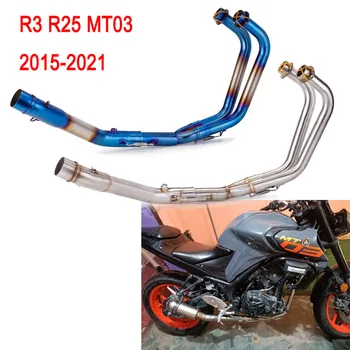 R3 Moto Scarico Completo Sistema di Fuga Anteriore Modificata Intestazione Tubo Slip On Scarico Per Yamaha YZF R25 R3 MT-03 2015-2021 Anni