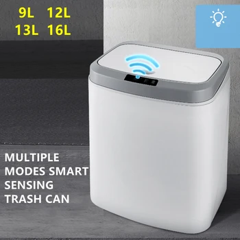 Smart pattumiera Touch Sensore Automatico del Cestino Possibile di Plastica per la Cucina Lattine Soggiorno Con Luce a LED di Grande Capacità della Famiglia