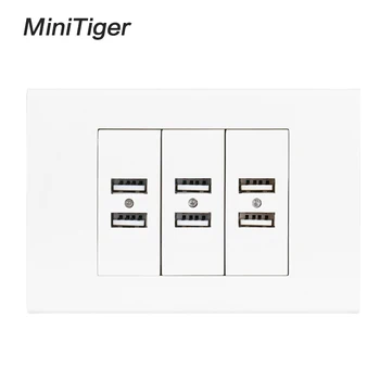 Minitiger US / AU Parete con Presa USB 6 USB Caricabatterie per Cellulari Con Indicatore di 118mm*80mm Bianco Pannello di Plastica
