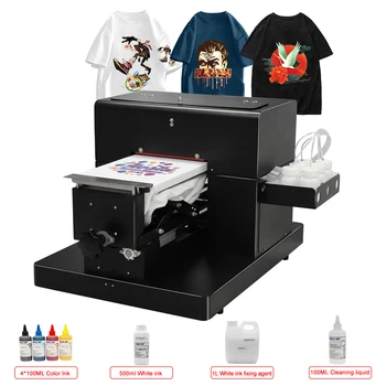 A4 Stampante DTG t-shirt bundle della macchina inchiostro tessile inchiostro impresora dtg scuro vestiti leggeri di stampa A4 t shirt macchina da stampa