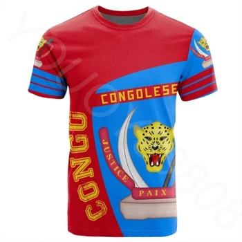 Repubblica democratica del Congo Veterani Flag Stampato in 3D di Alta Qualità T-Shirt Estate Collo Rotondo Manica Corta Estate Uomini Ladies Casu